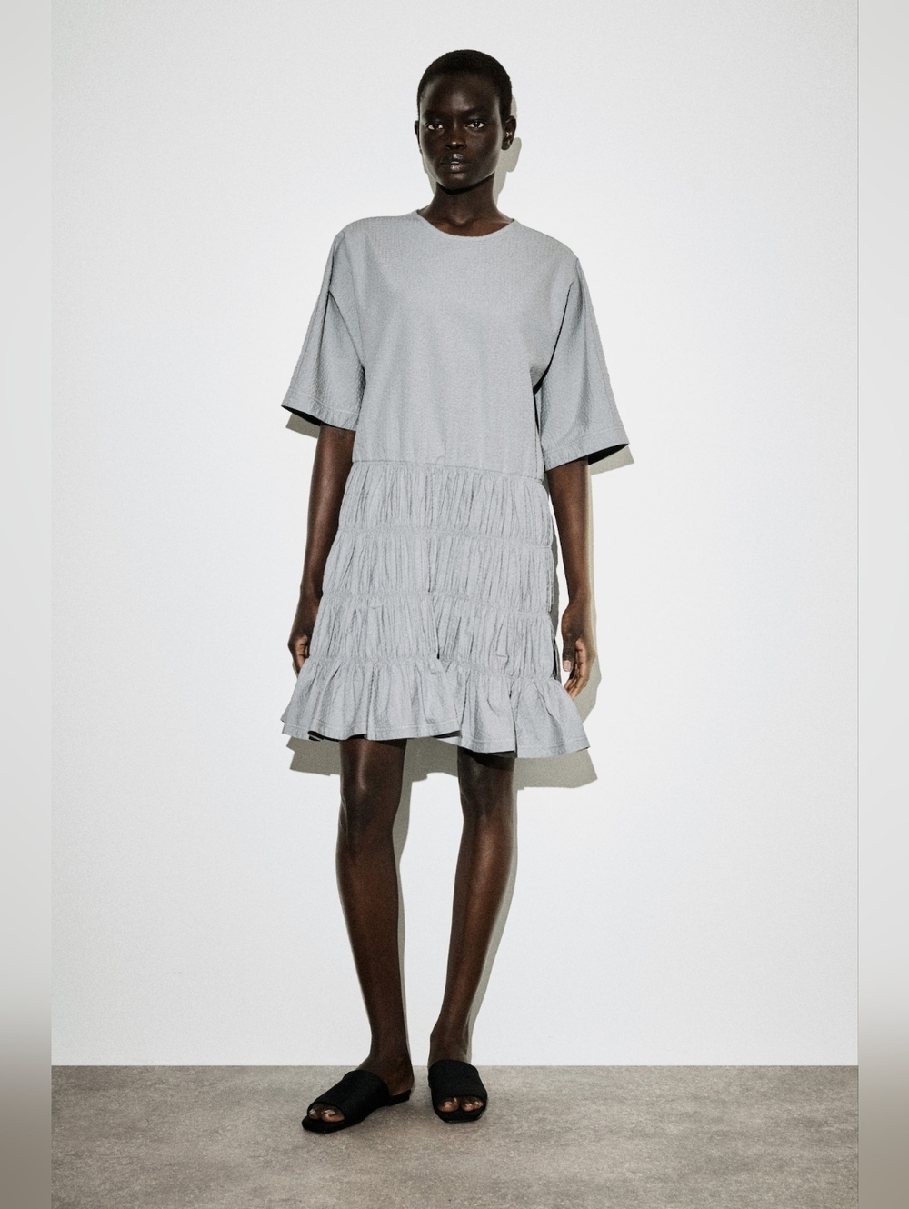 NWT COS SMOCKED SEERSUCKER MINI DRESS Size 12